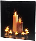 infactory LED Kerzen Wandbilder: Wandbild Kerzenlicht mit flackernder LED-Beleuchtung, 40 x 40 cm (Weihnachten Stimmungs-Bilder)