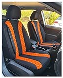 BREMER SITZBEZÜGE Maß Sitzbezüge kompatibel mit Opel Corsa F Fahrer & Beifahrer ab 2019 N305 Schwarz/Orange