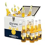 Corona Extra Coolbox - Kühltruhe mit 12 Flaschen internationales Premium Lagerbier, Geschenkpack, MEHRWEG Lager Bier Helles (12 x 0.355 l)