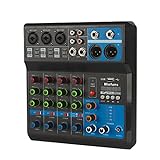 Mini-Audio-DJ-Mixer Soundboard-Konsolensystem, 5-Kanal-48-V-Phantomspeisung mit Bluetooth-USB-MP3-Stereo-Live-DJ-Studio-Streaming für professionelle Aufnahmepartys auf der KTV-Bühne