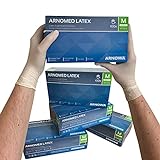 ARNOMED Latex Einweghandschuhe M, puderfrei, 100 Stück/Box, Einmalhandschuhe, Handschuhe Einweg, Latexhandschuhe in Gr. XS, S, M, L & XL verfügbar