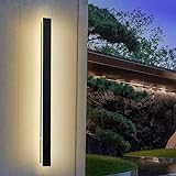HMAKGG Lange Wandlampe Aussen Anthrazit, LED Außenleuchte IP65 Wasserdicht Wandleuchte Aussen Modern Superhell Für Gärten, Terrassen, Außenwände, Warmweiss 3000K,24w/80cm