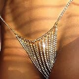 Sethain Boho Strass Unterwäsche Kette Silber Funkelnd Kristall Höschen Körperketten Nachtclub Bikini Schmuck Zubehör für Frauen und Mädchen