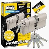 GERCAR Pro+ Profil-Zylinder 35/35 - N+G Schließzylinder mit Not- und Gefahrenfunktion - Zylinderschloss Türschloss mit Borschutz und 5 Schlüssel (extra lang) mit CodeCard | 70 mm | A:35 B:35 | 1 x