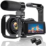 4K Videokamera Camcorder Ultra HD 48MP WiFi IR Nachtsicht-Vlogging-Kamera für 3' IPS-Touchscreen 16X Digitalzoom YouTube-Kamerarecorder mit Mikrofon, Handstabilisator, Gegenlichtblende
