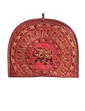 Shubhlaxmifashion Indische Baumwolle Mandala rote Farbe Teewärmer Elefant bedruckt abstrakte Teekanne Dekor Bezug traditionelle Teedecke Blumenwärmer Tee Cozies isoliert Geschenk
