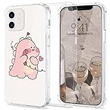 JOYLAND Couple Case for iPhone XR Cute Coral Dinosaurier Lover Calling Phone Case for Couples Full Protective Anti-Scratch TPU Soft Bumper Matching Cover Compatible for iPhone XR