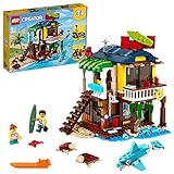 LEGO 31118 Creator 3-in-1 Surfer-Strandhaus, Leuchtturm, Poolhaus und Minifiguren, kreatives Spielzeug ab 8 Jahren, Geschenk für Mädchen und Jungen