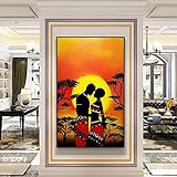 JCIYCX Wanddeko Sonnenuntergang Landschaft Leinwand Gemälde romantische afrikanische Liebhaber Wand Bilder Poster & kunstdrucke abstraktes Bild Wohnkultur 50x70cm x1 Rahmenlos