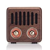 Vintage Radio mit Bluetooth Lautsprecher, Retro Radio Klein Holz FM SD MP3 Transistor Laderadio Speaker Tragbares AUX-IN Radio Bass und Subwoofer
