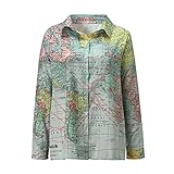 Damen Bedrucktes Shirt Revers Knopfleiste Langärmeliges Shirt Freizeit Elegant Hemden Arbeit gemütlich Bluse