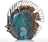 Tooarts Glas Skulptur Heimdekoration Glas Fische moderne Skulptur Bunt gepunktete tropische Fische Typ 1