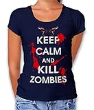 Keep Calm and Kill Zombies Damen T-Shirt dunkelblau S
