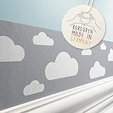 lovely label Bordüre selbstklebend WOLKE GRAU - Wandbordüre Kinderzimmer Babyzimmer mit Wolken - Wandtattoo Schlafzimmer Junge – Wanddeko Baby Kinder