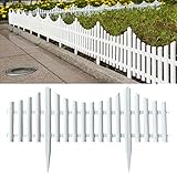 Honeyhouse Zaun Rasenkanten Beeteinfassung Palisade - 61x33cm Gartenzaun Lattenzaun Dekozaun Zierzaun Kunststoffzaun - 6er Pack Friesenzaun (Gesamtlänge 3.6 m) (White)