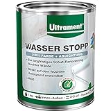 Ultrament Wasser Stopp - 2 in 1 Farbe und Abdichtung 1 Kg - Weiß, Zur langfristigen Sofort-Renovierung feuchter Wände, Gebrauchsfertig