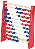 Playtastic Rechenschieber Kinder: Holz-Rechenschieber mit 100 Holzperlen, 2 Farben (blau & rot) (Abakus)