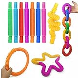 DAIRF 8 Stücke Mini Pop Röhren Sensorik Spielzeug, Mehrfarben Stretchrohr Sensorik Spielzeug Entlasten Stress Spielzeug