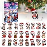 Weihnachtsangebote Adventskalender 2024, 24 Überraschungen–Weihnachten Lustig 2D Katz Acryl Weihnachtsbaum Anhänger Weihnachtsdeko Weihnachtsbaumschmuck–Weihnachtskalender Countdown Überraschung