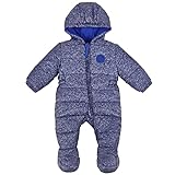Minizone Baby Jungen Schneeanzüge Overalls mit Kapuze Winter Strampler mit Füßen Baumwolle Jumpsuit Outfits Blau, 4