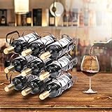 APEXCHASER Weinregal, Stapelbar Tischregal, Metall Weinschrank, Flaschenregal mit 3 Ebenen, Metall Weinregal für 9 Flaschen für Bar Küche 35,5 * 14 * 30CM Bronze
