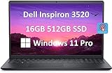 Dell Inspiron 15 3000 3520 15,6 Zoll (39,6 cm) FHD-Touchscreen (Intel 4-Core i5-1135G7, 16 GB RAM, PCIe 512 GB SSD, UHD Grafik), WVA entspiegelt, Ziffernblock, Webcam, WLAN, Win 11 Pro, 2023