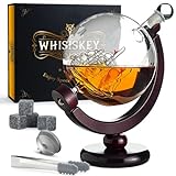 Whisiskey - Whisky Karaffe - Globus - Dekanter - Whiskey Karaffe Set - 900 ml - Geschenke für Männer - Inkl. 4 Whisky Steine & Ausgießer