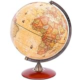 Exerz 30cm Antiker Globus Mit Holzfuß - Englische Karte - Für Kinder Büro Deko - Schülerglobus Morden Map Mit Antiker Farbe - Durchmesser 30cm