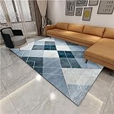 AU-OZNER großer Teppich Wohnzimmer Blauer Teppich, einfacher Schlafzimmerteppich zum Warmhalten an der Badezimmertürzimmer Teppich,Blau,120x140cm