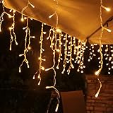 Lichterkette Eisregen Außen, 15m 600er LED Lichtervorhang LED mit Timer, IP44 wasserdicht 8 Modi für Innen Außen Weihnachten, Schlafzimmer, Party, Hochzeit, Balkon, Garten Dek