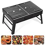 AGM Holzkohlegrill Picknickgrill Edelstahl Kleiner Grill Portable Campinggrill Abnehmbare BBQ Grills für Outdoor Garten Party usw. (52 x 29.5 x 22.2 cm)
