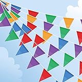 100M Wimpelkette, Mehrfarbig Wimpel mit 200 Stück Dreieck Flaggen, Nylon Stoff Bunting Banner für Geburtstag, Hochzeit, Outdoor, Indoor Aktivität, Party Dekoration