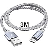 Siwket Micro USB Kabel 3M, Nylon USB A anf Micro Ladekabel Android Ladekabel für Samsung Galaxy Edge/S7/S6 Edge/S6/S4/S3/J7,Kindle Fire,Fire HD Tablets,PS4 Controller,Xiaomi,Huawei P9/10 lite,Nokia