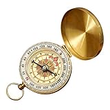 WINSTON-UK Kompass aus reinem Kupfer, tragbar, Vintage-Stil, Taschenuhr, multifunktional, fluoreszierend, Bergsteigen, Metallkompass, Navigation für Outdoor-Sport, Camping, Wandern