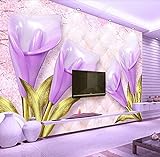 Blume Lila Lila 3D Wallpaper Intressed 3d Tapete Wanddekoration fototapete wandbild Schlafzimmer Wohnzimmer-300cm×210cm