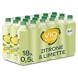 ViO BiO Limo Zitrone-Limette, Erfrischend spritzige Limonade mit 10% Saftanteil, Veganes bio Mineralgetränk, EINWEG Plantbottle (18 x 500 ml)