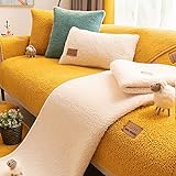 ZOSONET Dicker Plüsch Sofa Überzug, Sofabezüge für L Form Ecksofa 1 2 3 4 Sitzer Sofabezug Couchbezug rutschfest Couch überzug Gelb 90x70cm