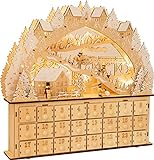 small foot 11789 Adventskalender Skivergnügen aus Holz mit 24 Schubladen, Weihnachtspyramide mit LED-Beleuchtung, Weihnachtsdeko Deko, Mehrfarbig, normal
