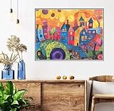 Malen Nach Zahlen Erwachsene Karikatur Malen Nach Zahlen Landschaft paint by numbers Kinder-AnfäNger, DIY Handgemalt Ölgemälde Knitterfreie Leinwand Pinsels Acrylfarbe set Geschenkideen 20x30cm l-258