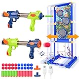 RIRGI Moving Shooting Target Game, 2 Foam Ball Popper Air Guns with Shooting Target & 40 Foam Balls Indoor Outdoor Shooting Game Toy for 6 7 8 9 10+ Years Old Kids, Birthday Gifts Boys Girls