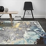 ZAZN Abstrakte Meerwasserwellenmuster Teppich Tinte Wohnzimmer Schlafzimmer Küche Fußmatten rutschfeste Verschleißfeste Waschbare Teppichbodenmatten