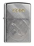 Zippo 60000225 Wolf Feuerzeug, Messing, Edelstahloptik, 1 x 3,5 x 5,5 cm