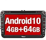 Vanku Android 10 Autoradio mit Navi PX6 64GB+4GB für VW Golf 5 6 Radio Unterstützt Qualcomm Bluetooth 5.0 DAB + Android Auto WiFi 4G USB 8 Zoll IPS Touchscreen