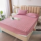YFGY Spannbetttuch Bettlaken Betttuch Pink 90x200cm, massiver verdickter gesteppter Matratzenbezug und Kissenbezug, Spannbetttuch luftdurchlässig für Hotelwohnungen einzeln