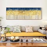 Moderne abstrakte Landschafts-Leinwandkunst, Poster und Drucke, Bilder, nordisches goldenes Wandkunstgemälde für Wohnzimmerdekoration, 55 x 165 cm (22 x 65 Zoll), rahmenlos