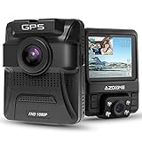 AZDOME 1080P FHD GPS Dashcam mit Dual Lens, WDR, 170° Weitwinkelobjektiv, Super Nachtsicht, Loop-Aufnahme, G-Sensor, Parkmonitor, Bewegungserkennung[1080P Vorne, 720P Hinten]