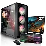 SYSTEMTREFF Gaming Komplett PC Set AMD Ryzen 7 5700X 8x4.6GHz | Nvidia GeForce RTX 4060Ti 16GB DX12 | 1TB M.2 NVMe | 32GB DDR4 RAM | WLAN Desktop Paket Computer für Gamer, Gaming