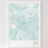 Mapdify Bonn Stadtposter, dein Lieblingsort als Wandposter, Karte deiner Stadt, City Poster
