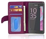 Cadorabo Hülle für Sony Xperia X in Bordeaux LILA – Handyhülle mit Magnetverschluss und 3 Kartenfächern – Case Cover Schutzhülle Etui Tasche Book Klapp Style