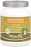 SOJA-EIWEISS plus, 100% pflanzliches Soja-Protein-Isolat für eine hochwertige Eiweißzufuhr, ideal bei Sport und Diät, enthält Vitamin B3 und B6, zur Unterstützung des Immunsystems (500 g Pulver)